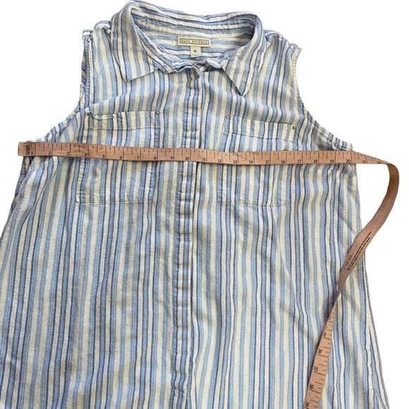 Dana Buchman Womens XL White Blue Striped Sleeveless Button Down Lenin Blend - Picture 8 of 8